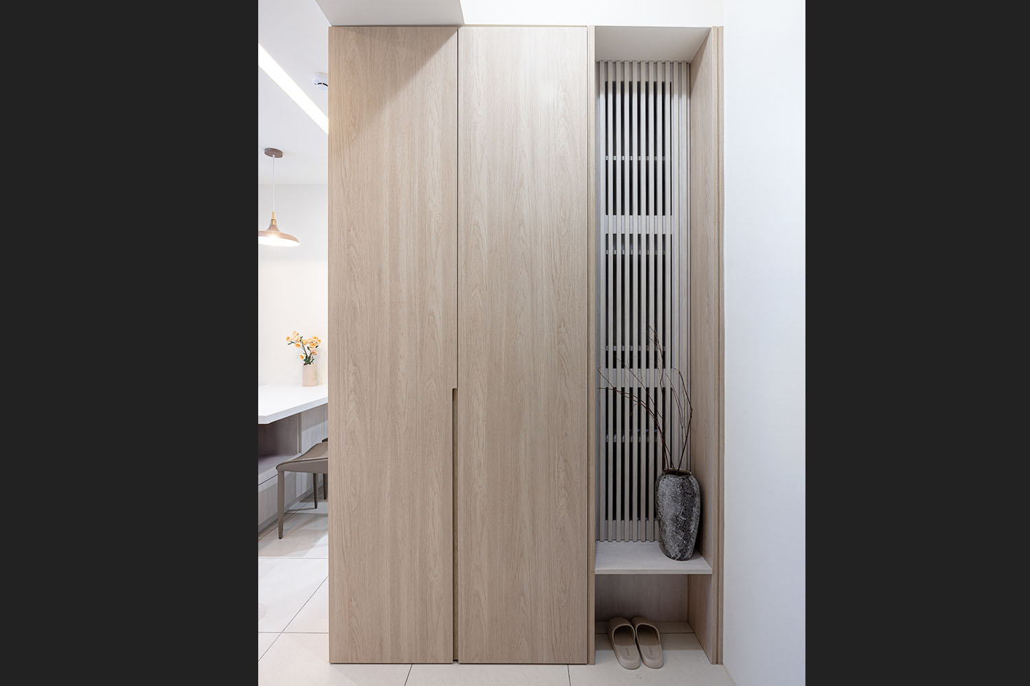桐澄空間設計 木紋色玄關鞋櫃 系統櫃